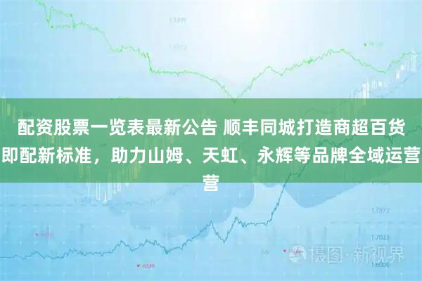 配资股票一览表最新公告 顺丰同城打造商超百货即配新标准，助力山姆、天虹、永辉等品牌全域运营